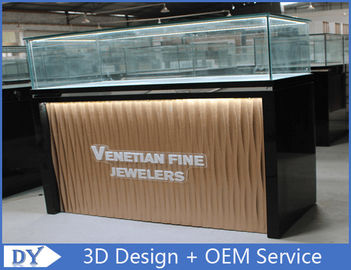 Προσαρμοσμένο σύγχρονο σχεδιασμό γυαλί κοσμηματοπωλεία με LED φώτα